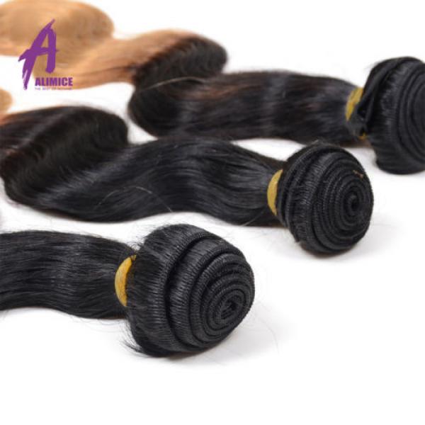 Ombre Body Wave Peruvian Virgin Hair With Closure human hair Extensions 4bundles #3 image