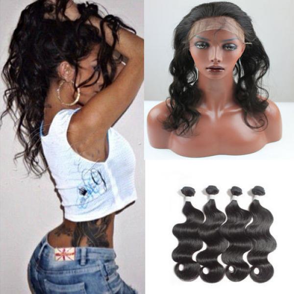 Peruvian Virgin Human Hair Body Wave 4Bundles/200g &amp; 1pc 360 Lace Frontal #1 image