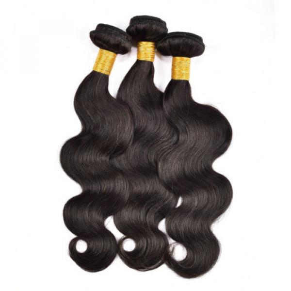 3 Bundle 300g Body Wave Human Hair Extensions Peruvian Virgin Hair Natural Black #2 image