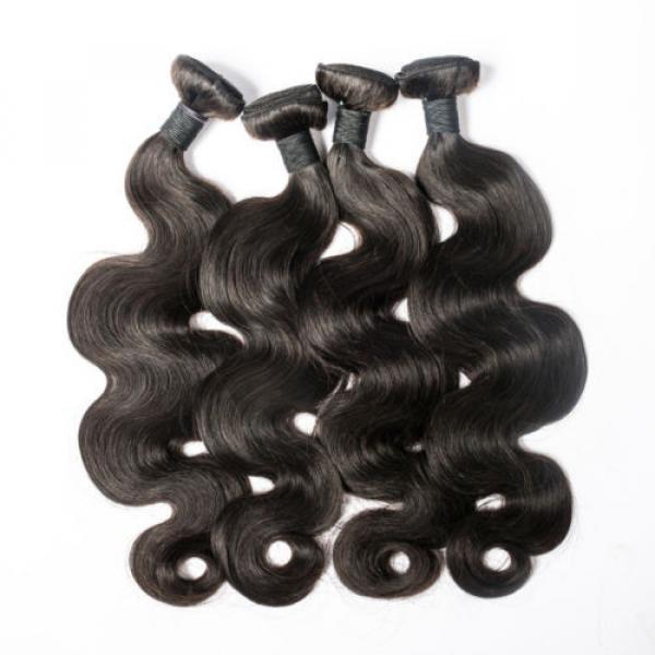 4 bundles/400g 6A Virgin Peruvian Body wave Real Human Hair Extension Weave,1b #1 image