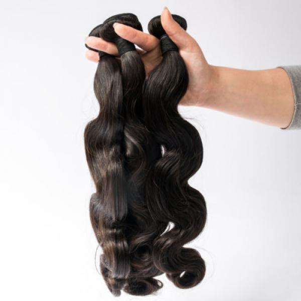 4 bundles/400g 6A Virgin Peruvian Body wave Real Human Hair Extension Weave,1b #3 image