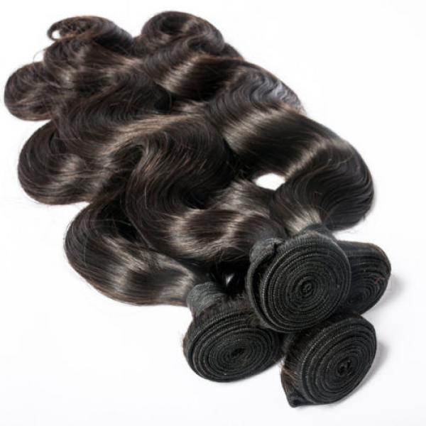 4 bundles/400g 6A Virgin Peruvian Body wave Real Human Hair Extension Weave,1b #4 image