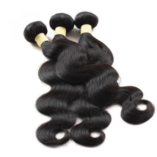 7A Virgin Peruvian Human Hair Extensions 3pcs Hair Bundles Black Body Weave Weft #2 image