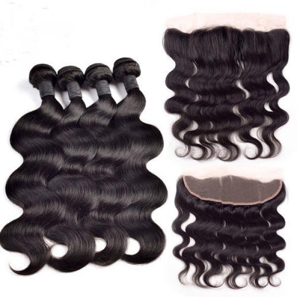 8A Peruvian Virgin Hair 2 THICKER Bundles Hair with 1pc Lace Frontal Body Wavy #1 image