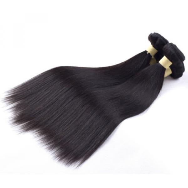 Remy Peruvian Virgin Straight Weave Weft 7A Human Hair Extensions Silky Straight #4 image