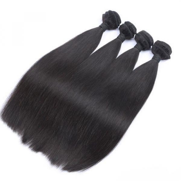 Peruvian Virgin Human Hair 3 THICKER Bundles &amp; 1PC Lace Closure 4x4inch #4 image
