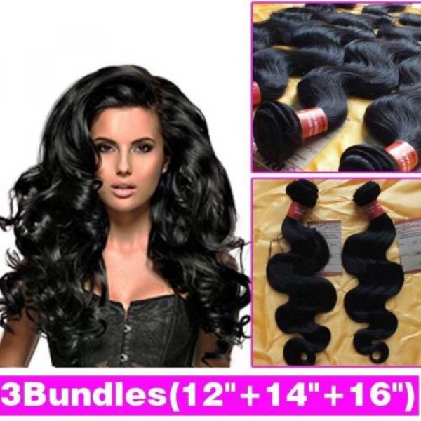 Virgin Brazilian/Peruvian/Indian Human Hair Extensions 3 Bundles/300g Body Wave #1 image