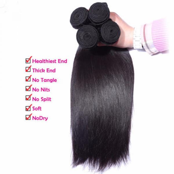 2P 14&#034;Straight Virgin Hair Weave Peruvian Hair Bundles 100%Human Hair Extensions #2 image