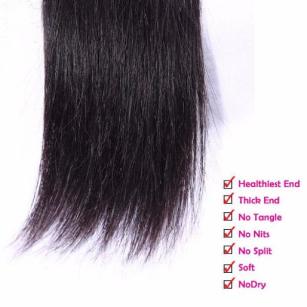 2P 14&#034;Straight Virgin Hair Weave Peruvian Hair Bundles 100%Human Hair Extensions #3 image