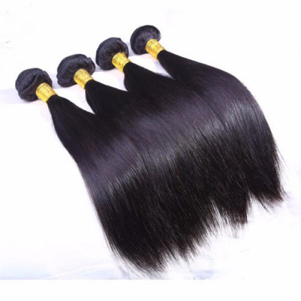 2P 14&#034;Straight Virgin Hair Weave Peruvian Hair Bundles 100%Human Hair Extensions #4 image