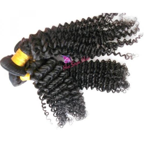 7 A Peruvian Virgin Hair Weft Curly Hair Extension 10&#034; Hair Weft 3 Bundles 300g #4 image
