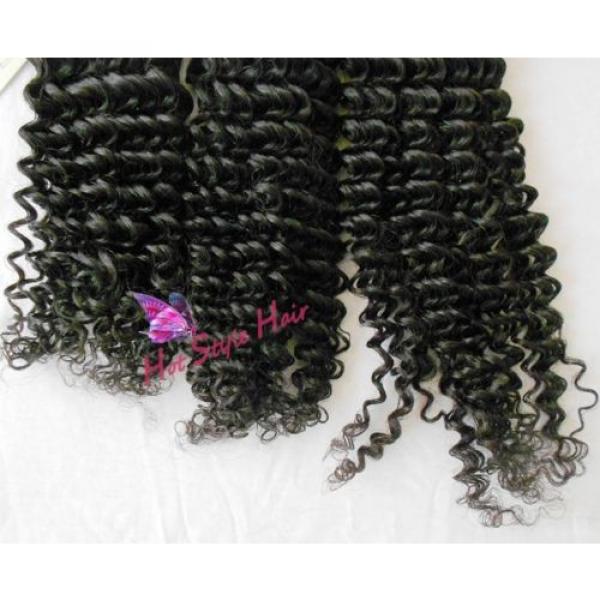 Peruvian Virgin Hair Weft Curly Black Hair Extension Hair Weave 8/8/8 Inch #3 image