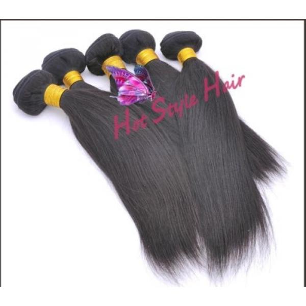 Peruvian Virgin Hair Extension Silk Straight Long Hair Weft 3 Pieces 8&#034; #1 image
