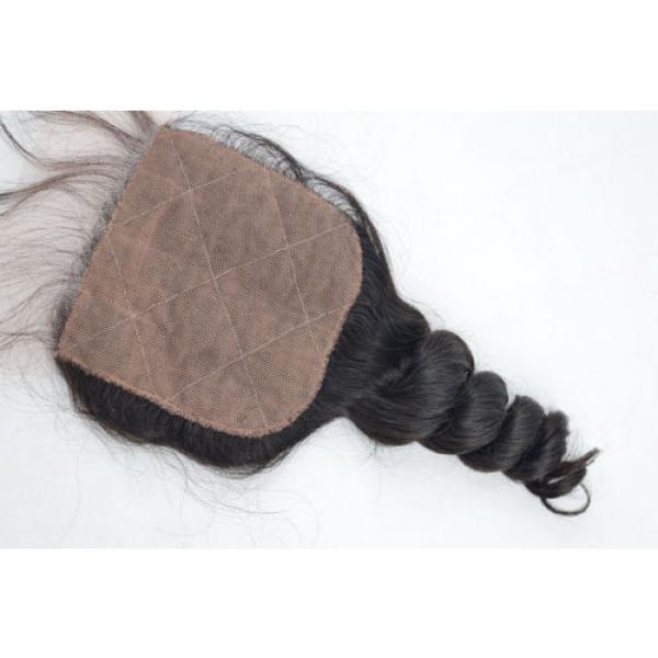 Peruvian Loose Wave Silk Base Top Lace Closure Virgin Remy Human Hair Extension #5 image