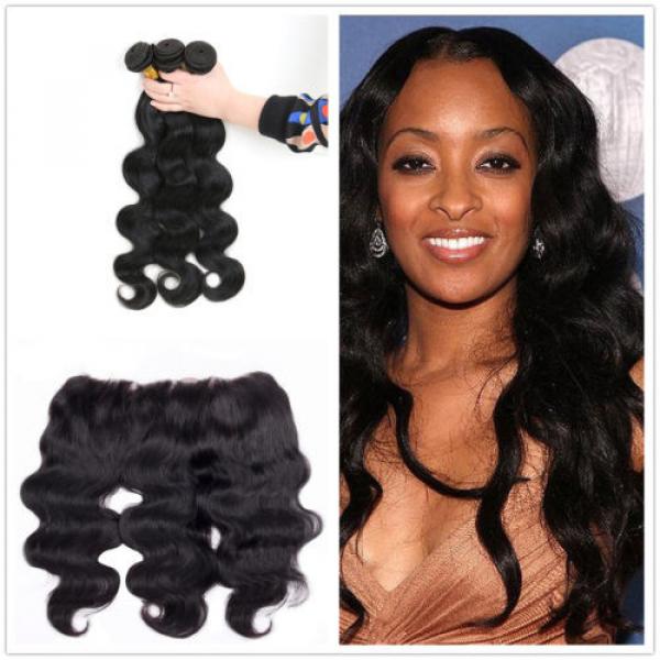 7A 300G Peruvian Virgin Hair Body Wave Human Hair with 4*13 Lace Frontal Closure #1 image