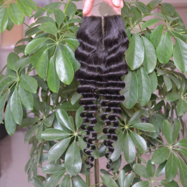 Peruvian Deep Wave Lace Closure Unprocessed Virgin Human Hair Middle Part 3.5x4&#034; #1 image