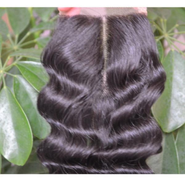 Peruvian Deep Wave Lace Closure Unprocessed Virgin Human Hair Middle Part 3.5x4&#034; #3 image