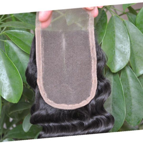 Peruvian Deep Wave Lace Closure Unprocessed Virgin Human Hair Middle Part 3.5x4&#034; #4 image