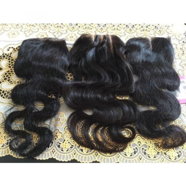 Peruvian 8A Virgin Hair Body Wave Lace Closure, Free, Middle, &amp; 3 Part. 12&#034; #1 image