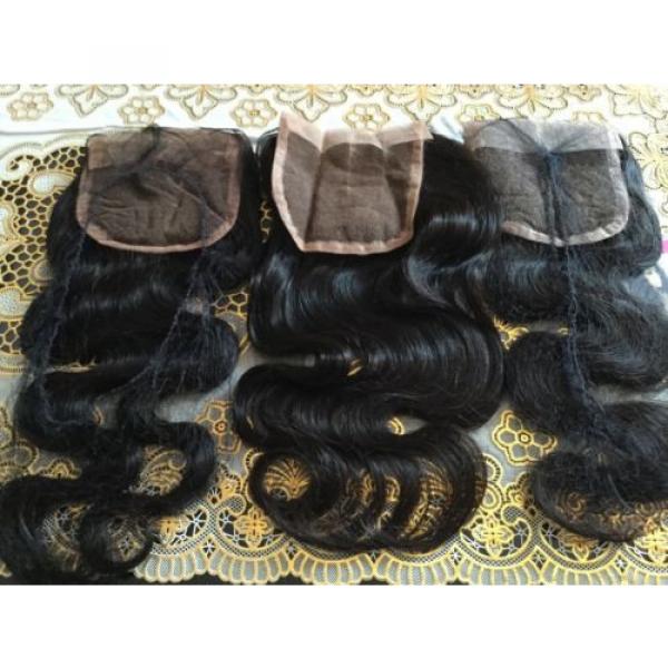 Peruvian 8A Virgin Hair Body Wave Lace Closure, Free, Middle, &amp; 3 Part. 12&#034; #5 image