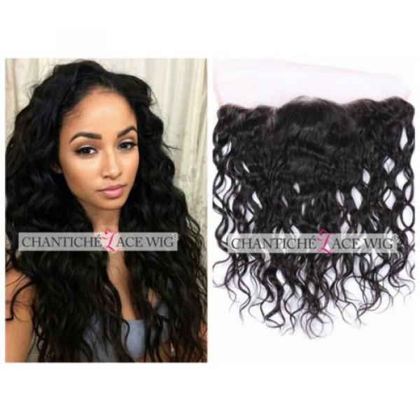 Virgin Human Hair Lace Frontal Closures Peruvian Remy Hair Extensions Water Wave #1 image