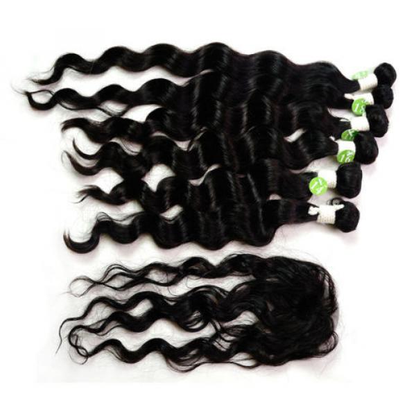 Brand New Loose Wave 6pcs 16&#034;18&#034;20&#034;+Top Closure Virgin Peruvian Hair Extension #1 image