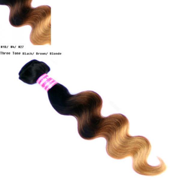 1 bundles/100g Ombre Peruvian Virgin Human Hair body wave Extension  #1B#4#27 #2 image