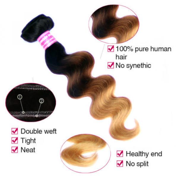 1 bundles/100g Ombre Peruvian Virgin Human Hair body wave Extension  #1B#4#27 #4 image