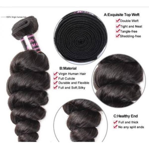 300g LOOSE WAVE A* Brazilian Peruvian Real Virgin Human Hair Extensions 7A Weave #4 image