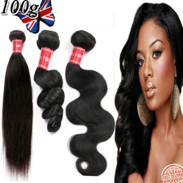 100g Brazilian Peruvian Real Virgin Human Hair Extensions Wefts 7A Weave #1 image