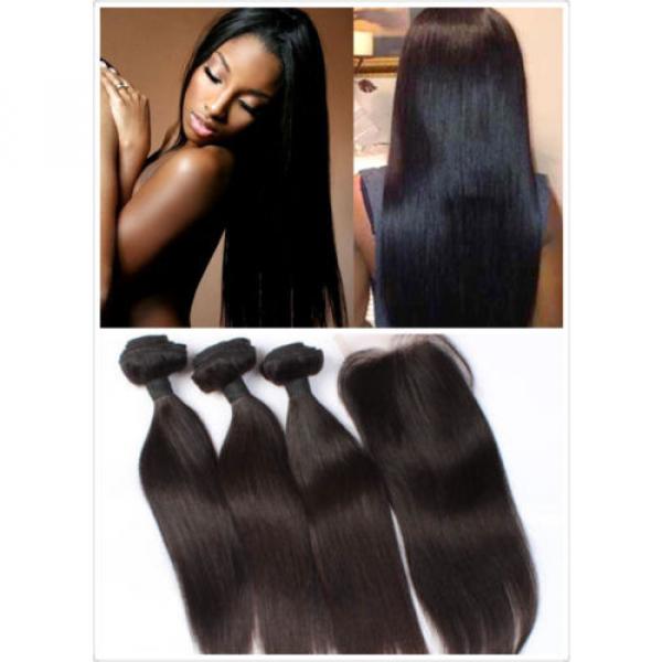 100%Virgin Peruvian Straight  Human Hair Extension black weft hair 1pc bundle 7A #4 image