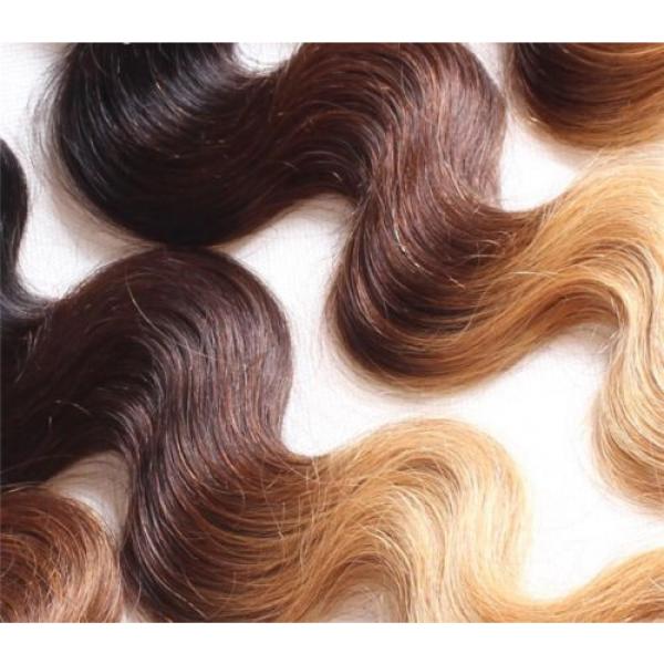 100% Finest Peruvian Ombré Virgin Human Hair 1B/4/27 Wavy 14&#034; 16&#034; 200g #2 image