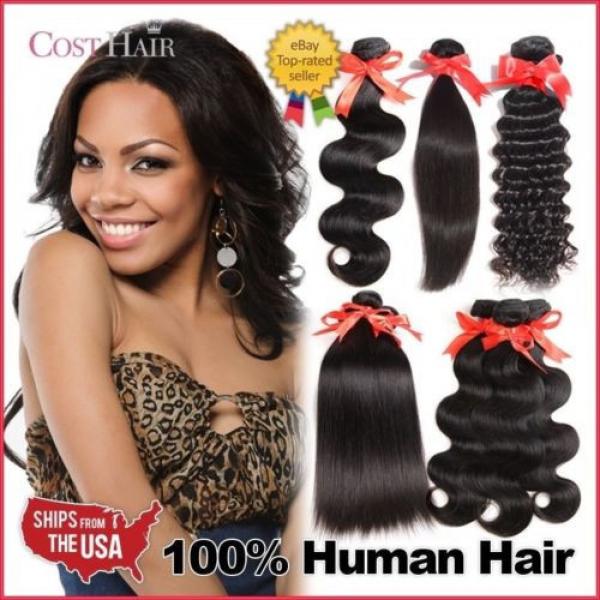 100% Virgin Human Hair Weave Brazilian Peruvian Body Deep Wave Straight Bundle #1 image