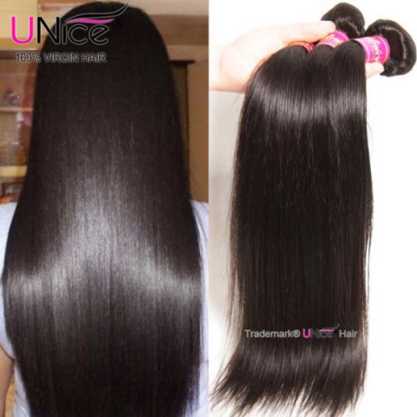 UNice Peruvian Virgin Hair Straight 3 Bundles Unprocessed Human Hair Extensions #1 image