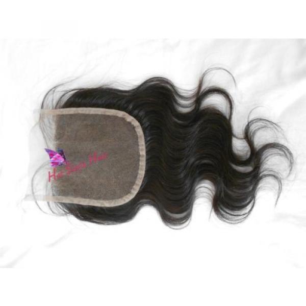 14&#034; Top Lace Closure Unprocessed Peruvian Virgin Hair 3 Way Part Closure 4x4 #2 image