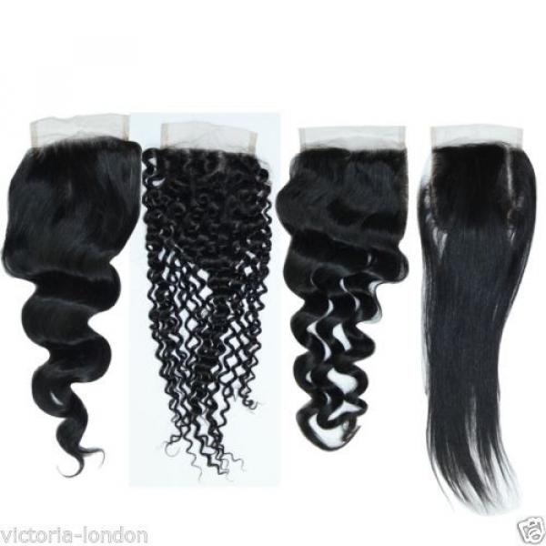 BRAZILIAN PERUVIAN LACE CLOSURE VIRGIN REMY HUMAN HAIR 3 PART MIDDLE PARTING 4x4 #1 image