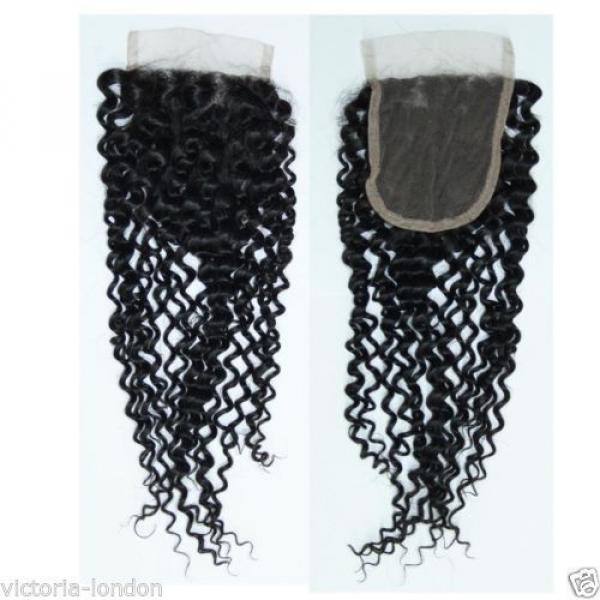 BRAZILIAN PERUVIAN LACE CLOSURE VIRGIN REMY HUMAN HAIR 3 PART MIDDLE PARTING 4x4 #3 image