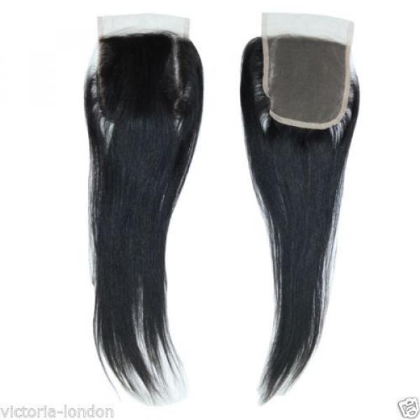 BRAZILIAN PERUVIAN LACE CLOSURE VIRGIN REMY HUMAN HAIR 3 PART MIDDLE PARTING 4x4 #4 image