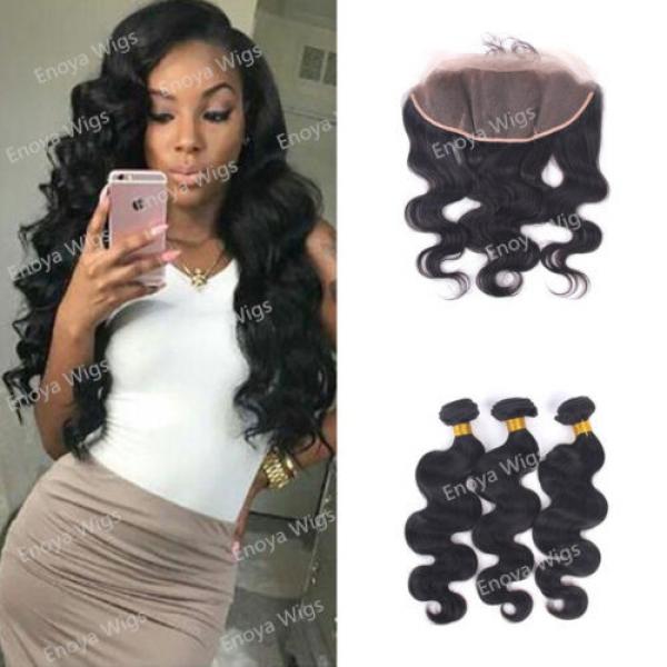 Ear to Ear 13x4 Lace Frontal Body Wave with Peruvian Virgin Human Hair 3Bundles #1 image