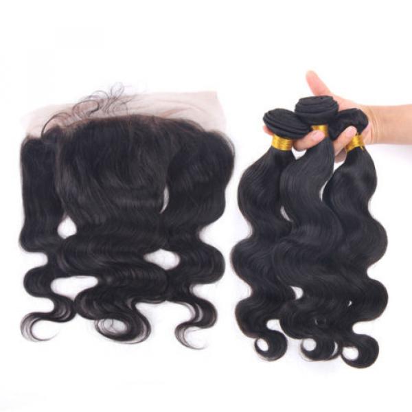 Ear to Ear 13x4 Lace Frontal Body Wave with Peruvian Virgin Human Hair 3Bundles #2 image