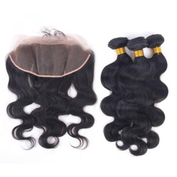 Ear to Ear 13x4 Lace Frontal Body Wave with Peruvian Virgin Human Hair 3Bundles #3 image