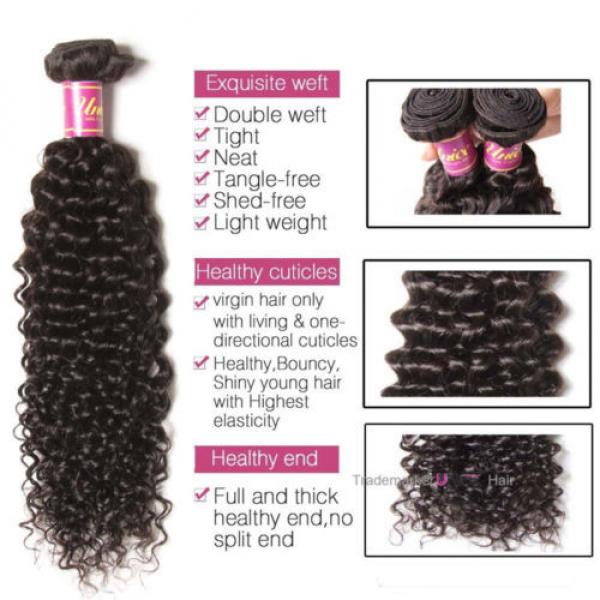 Peruvian Curly Hair 3 Bundles With Lace Closure 8A Virgin Human Hair Extensions #3 image