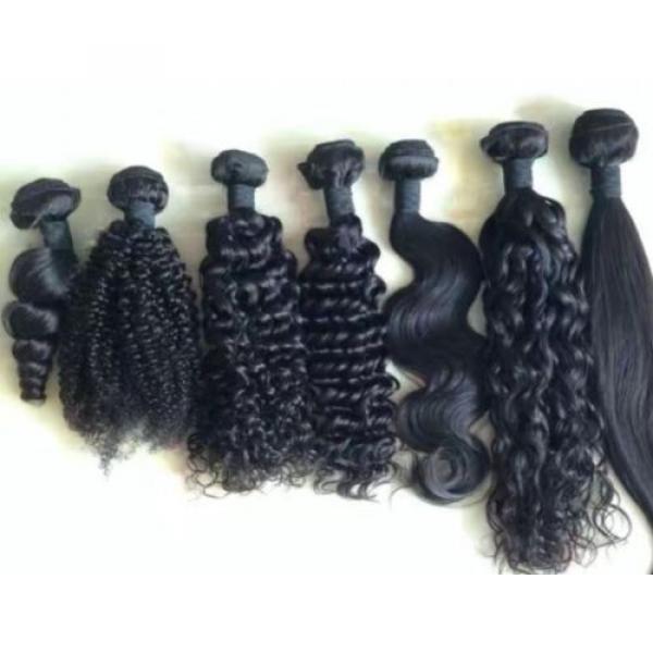 100% Virgin unprocessed Peruvian Human Hair Extension weft bundle 100g black 7A #1 image