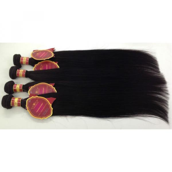 20&#034; Peruvian Virgin AAAAA Grade Human Hair Extensions Weft / Weave 100g #1b #2 image