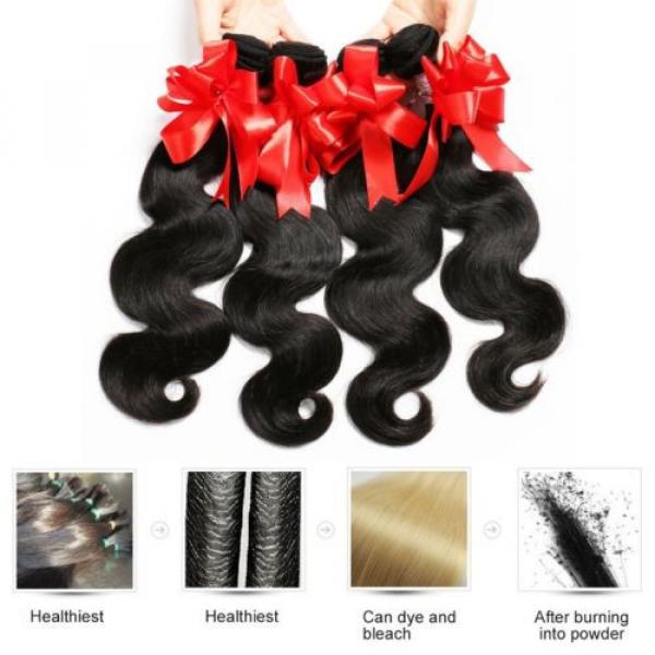 Aliglossy hair Hair 7A Peruvian virgin Body Wave 3 Bundles with 13Ã-4 Ear to Ear #4 image