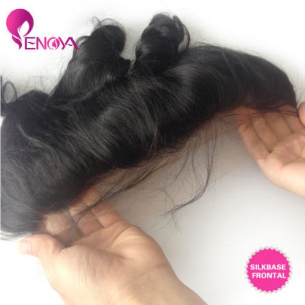 Peruvian Virgin Hair 13X4 Silk Base Closure Frontal with 3 Bundles Loose Wave #3 image