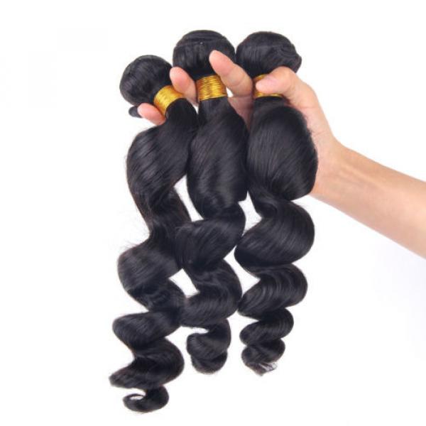 Peruvian Virgin Hair 13X4 Silk Base Closure Frontal with 3 Bundles Loose Wave #5 image