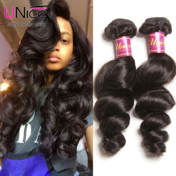 UNice Hair Peruvian Loose Wave Virgin Hair 3 Bundles 100% Human Hair Extensions #1 image