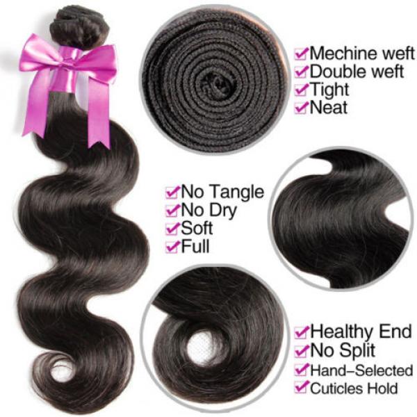 3 Bundles REMY Virgin Human Hair FREE 13&#034;x4&#034; Closure Brazilian Peruvian 7A 300g #4 image