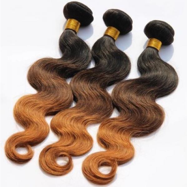 Luxury Body Wave Peruvian Auburn #1B/4/30 Ombre Virgin Human Hair Extensions #1 image